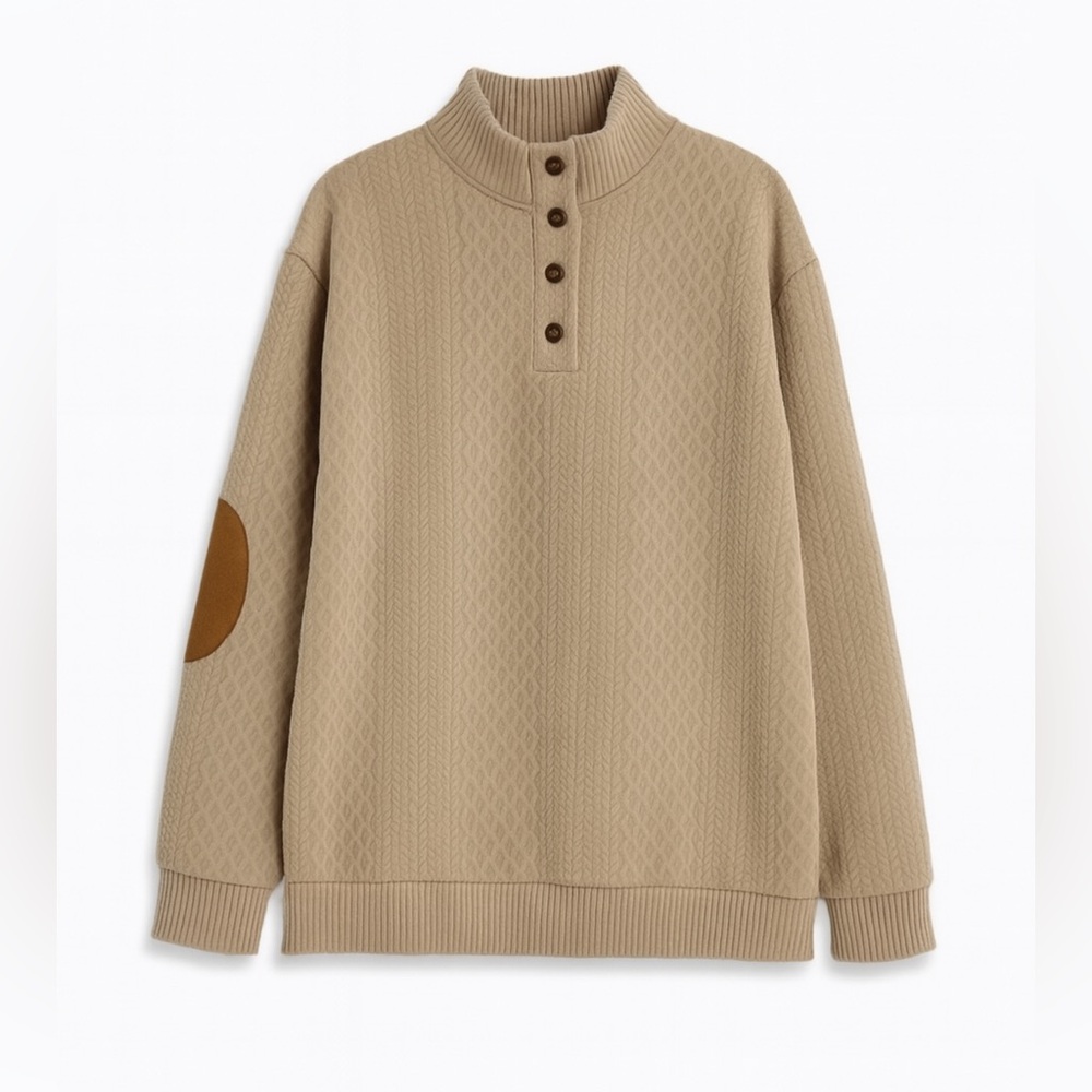 Men's Knit High Neck Pullover Textured Knit Top